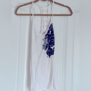 White tank with a floral design